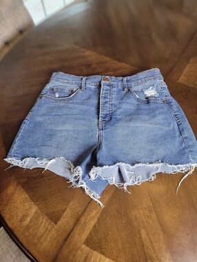Jessica Simpson Blue Distressed High-Waist Denim Shorts.  Size 30